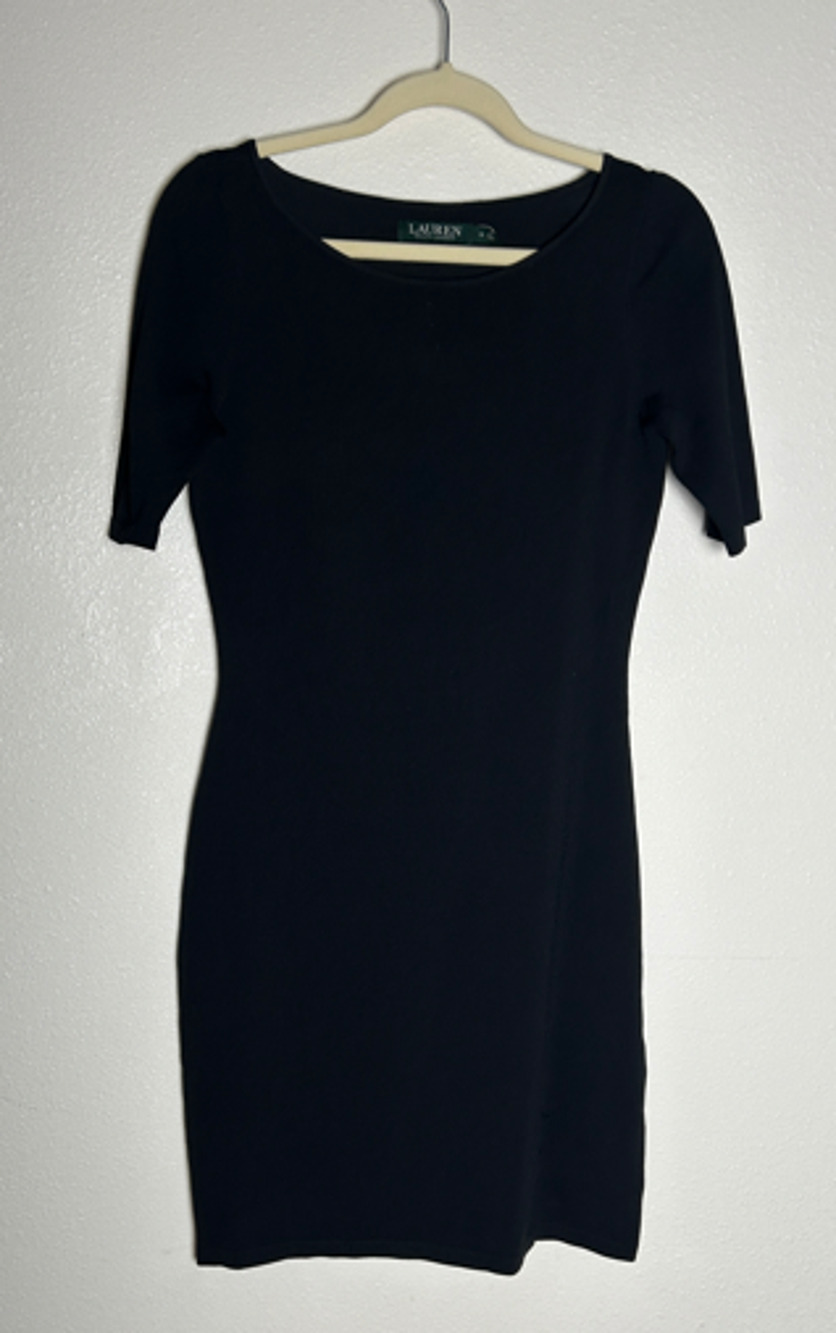 Lauren Ralph Lauren Black Half Sleeve Bodycon Dress Stretch Womenโs Size Small